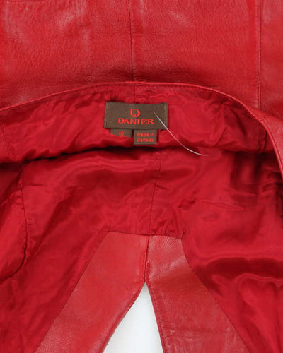Vintage 90s Danier Red Leather Halter Neck Top - M