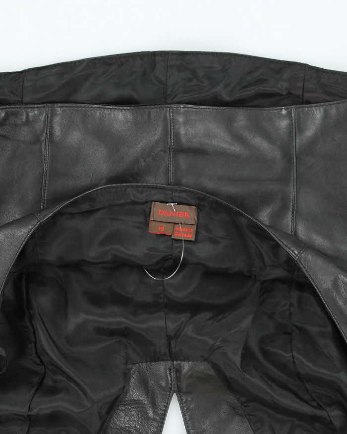 Vintage 90s Danier Black Leather Halter Neck Top - M