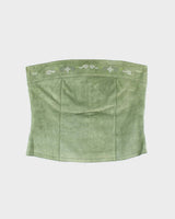 Vintage 90s Accomplice Green Embroidered Suede Top - S