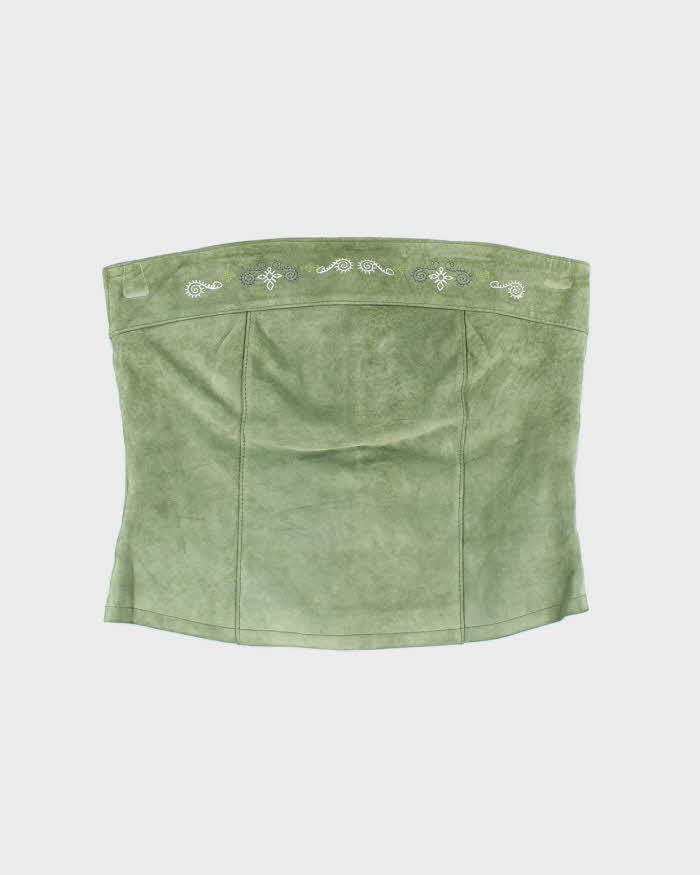 Vintage 90s Accomplice Green Embroidered Suede Top - S