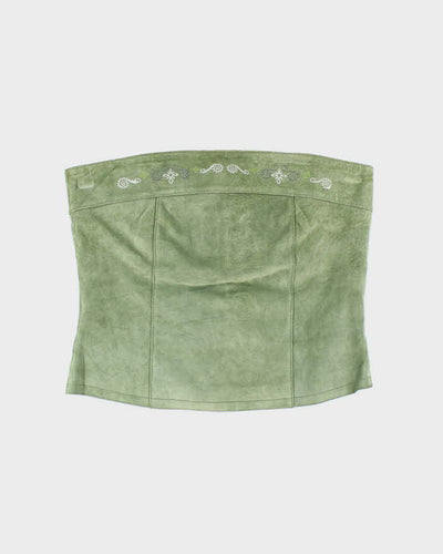 Vintage 90s Accomplice Green Embroidered Suede Top - S