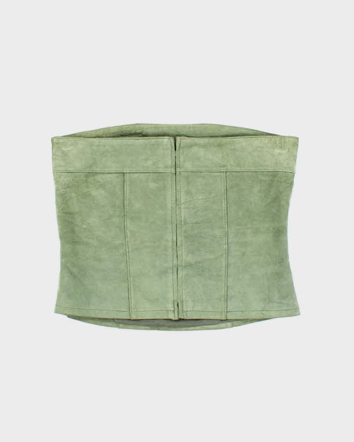 Vintage 90s Accomplice Green Embroidered Suede Top - S