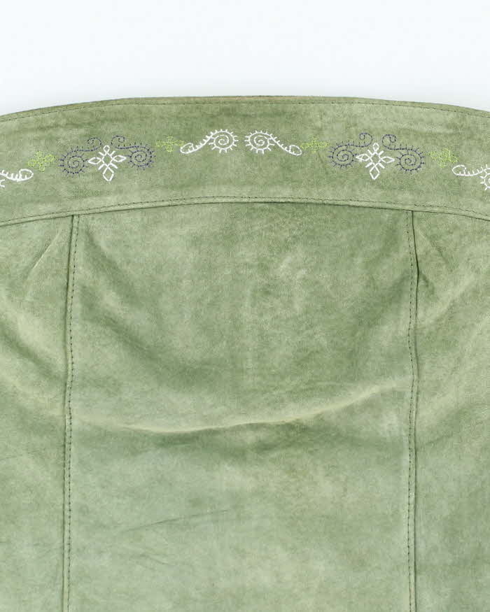 Vintage 90s Accomplice Green Embroidered Suede Top - S