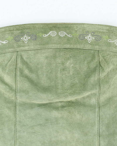 Vintage 90s Accomplice Green Embroidered Suede Top - S
