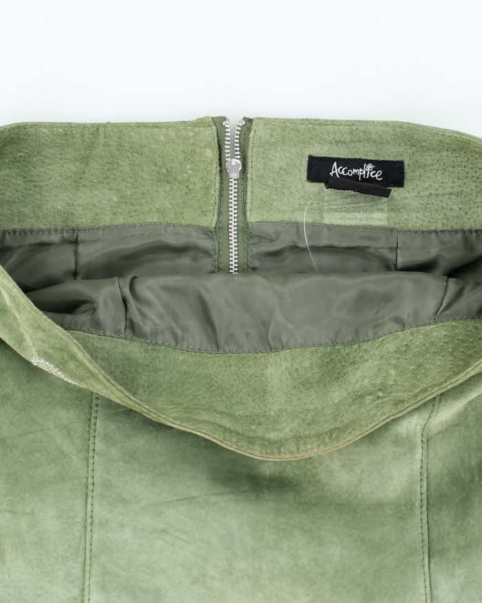 Vintage 90s Accomplice Green Embroidered Suede Top - S