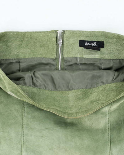 Vintage 90s Accomplice Green Embroidered Suede Top - S