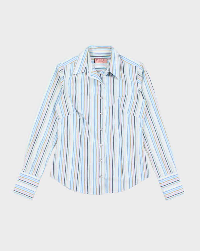 Vintage 90s Thomas Pink Stripe Blouse - M