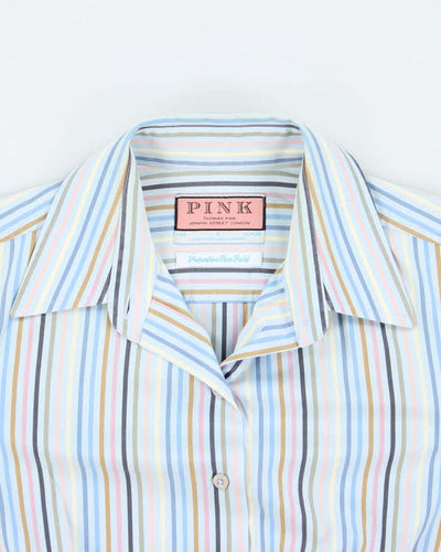 Vintage 90s Thomas Pink Stripe Blouse - M