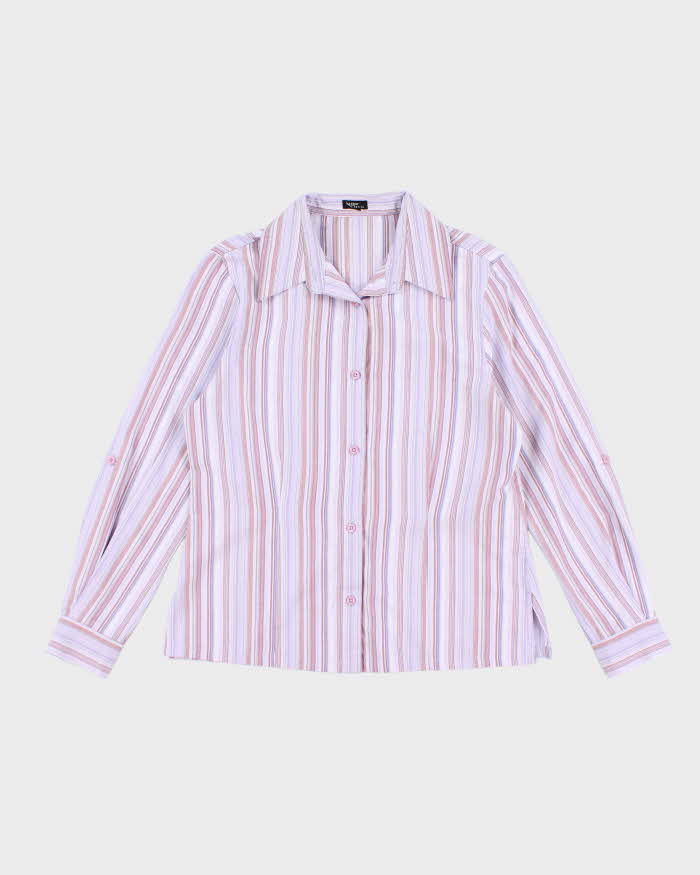 Vintage Y2k 00s Haggar Purple Stripe Blouse - M