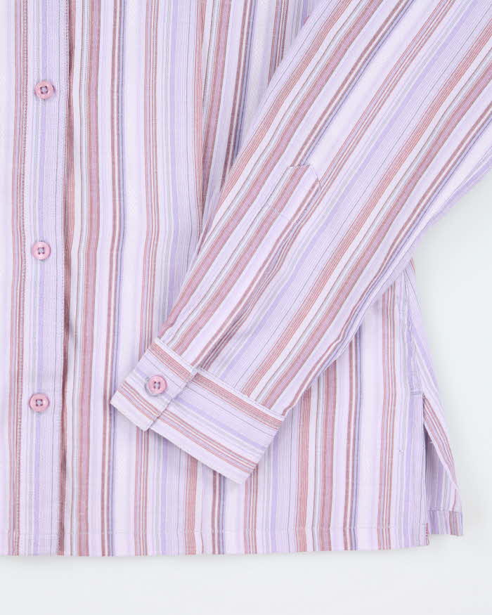 Vintage Y2k 00s Haggar Purple Stripe Blouse - M