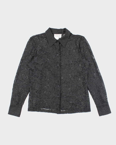 Vintage Y2k 00s Jessica Black Lace Blouse - M
