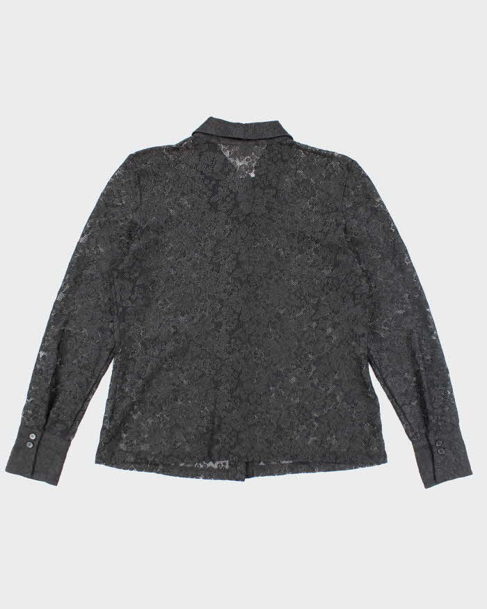Vintage Y2k 00s Jessica Black Lace Blouse - M