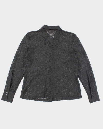 Vintage Y2k 00s Jessica Black Lace Blouse - M