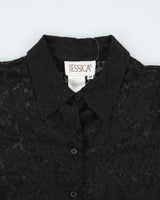 Vintage Y2k 00s Jessica Black Lace Blouse - M