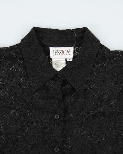 Vintage Y2k 00s Jessica Black Lace Blouse - M