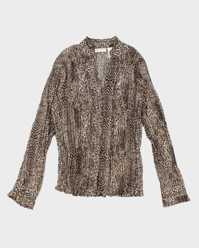 Vintage Y2k 00s Laura Sheer Animal Print Crinkle Blouse - L