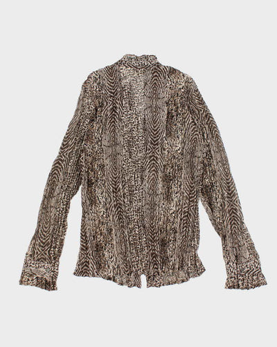 Vintage Y2k 00s Laura Sheer Animal Print Crinkle Blouse - L
