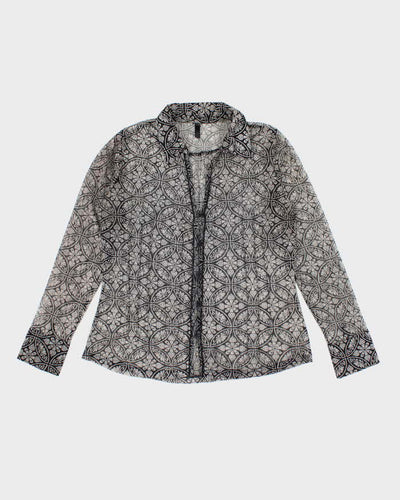 Vintage Y2k 00s Point Zero Pattern Mesh Blouse - L