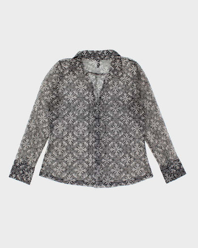 Vintage Y2k 00s Point Zero Pattern Mesh Blouse - L
