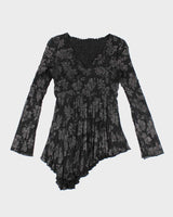 Vintage Y2k 00s Asymmetric Crinkle Blouse - M