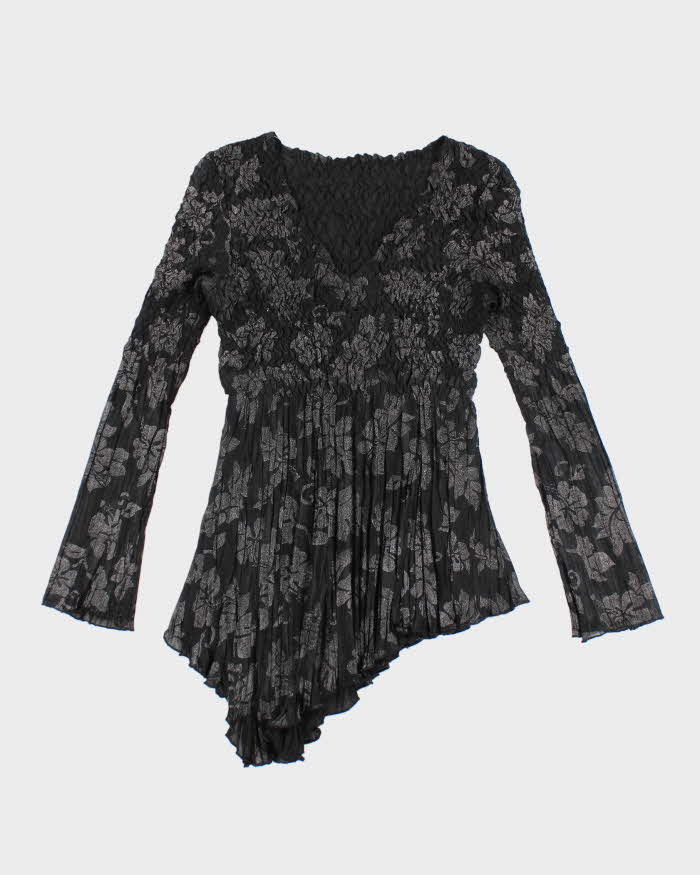 Vintage Y2k 00s Asymmetric Crinkle Blouse - M