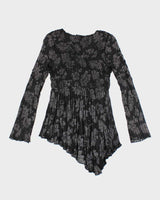Vintage Y2k 00s Asymmetric Crinkle Blouse - M