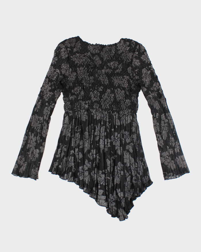 Vintage Y2k 00s Asymmetric Crinkle Blouse - M