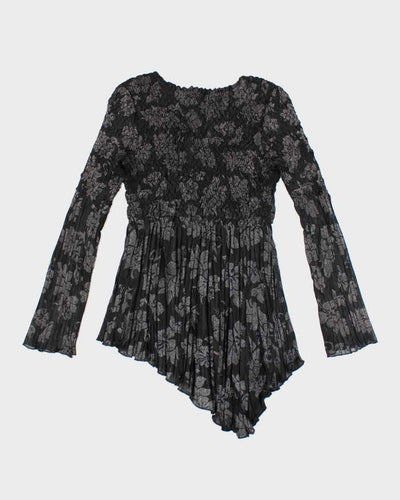 Vintage Y2k 00s Asymmetric Crinkle Blouse - M