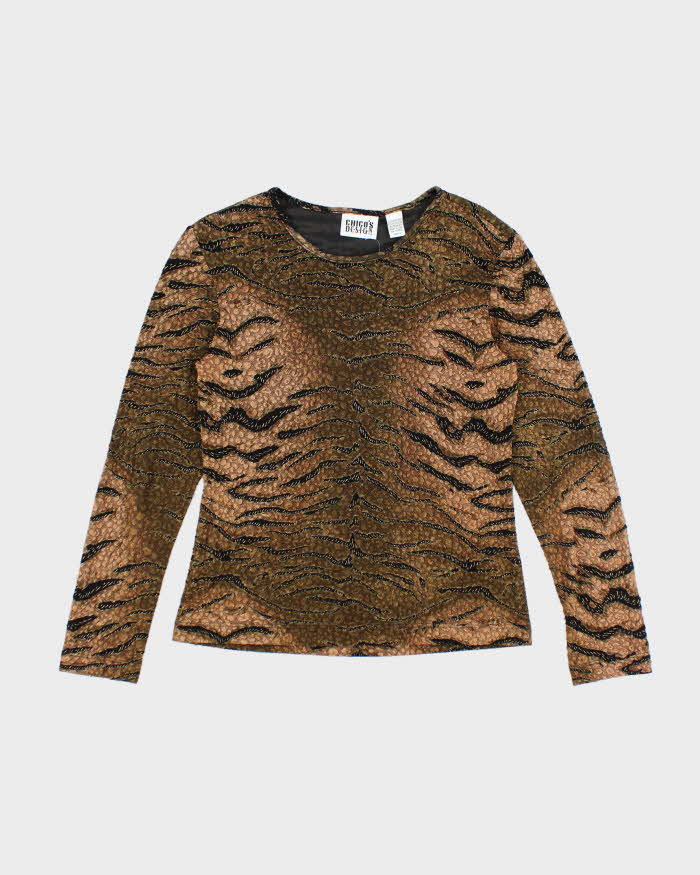 Vintage 90s Chico's Design Animal Print Top - S