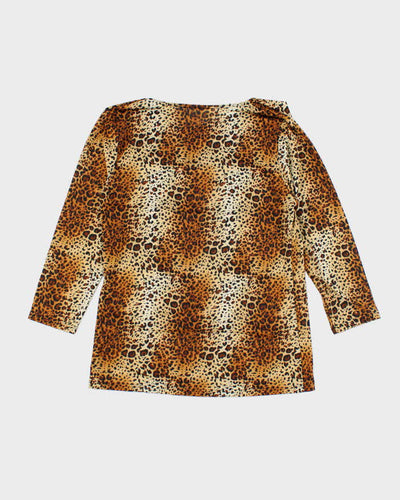 Vintage Y2k 00s Leopard Print Cowl Neck Top - M