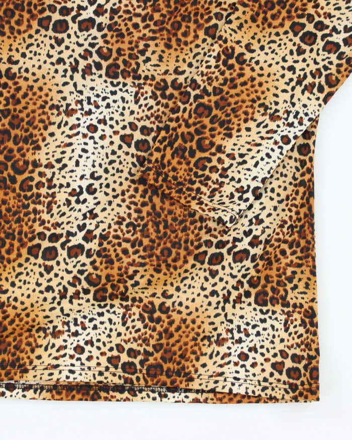 Vintage Y2k 00s Leopard Print Cowl Neck Top - M