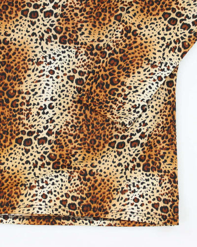 Vintage Y2k 00s Leopard Print Cowl Neck Top - M