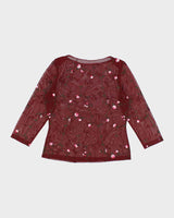 Vintage Y2k 00s Red Mesh Floral Top - M