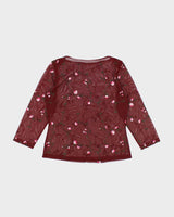 Vintage Y2k 00s Red Mesh Floral Top - M