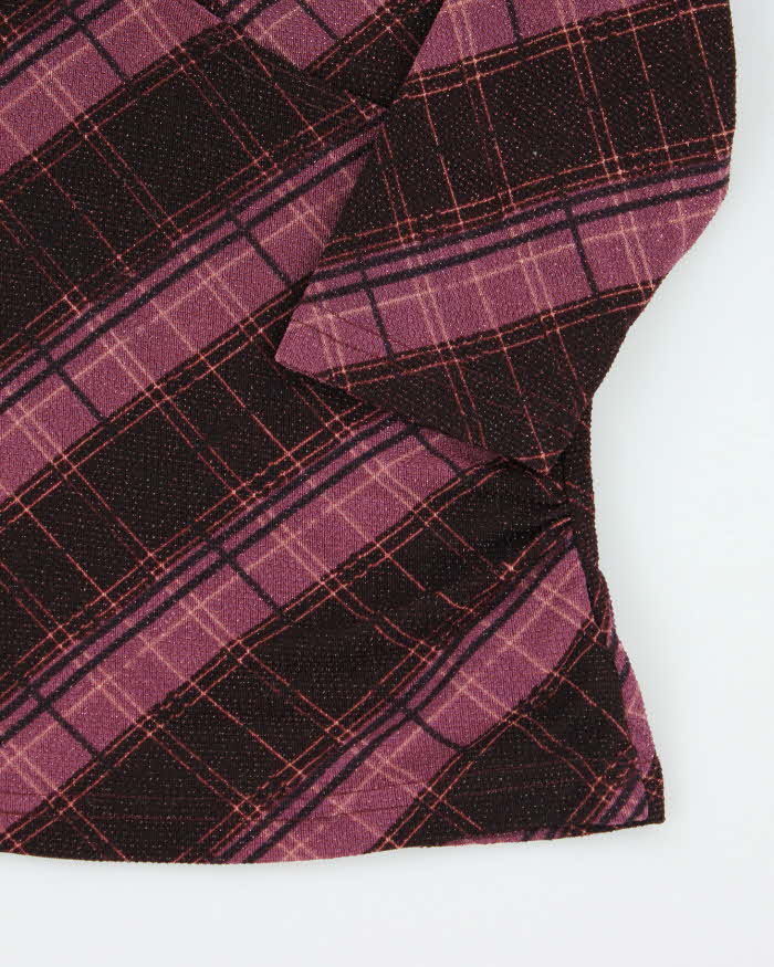 Vintage Y2k 00s Purple Sparkly Checked Pattern Top - S