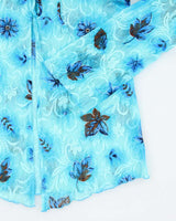 Vintage Y2k 00s Blue Mesh Floral Tie Top - S