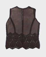 Vintage Feelings Crochet Suede Patchwork Waistcoat - M