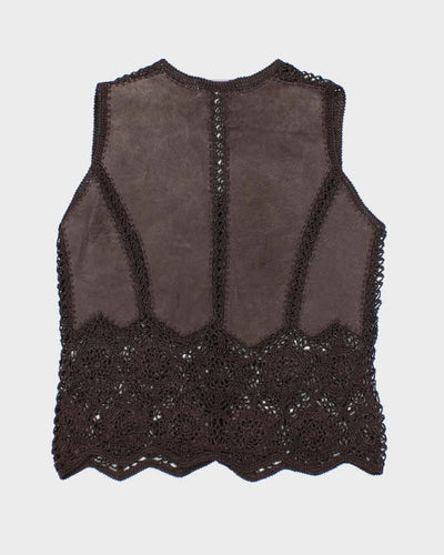 Vintage Feelings Crochet Suede Patchwork Waistcoat - M
