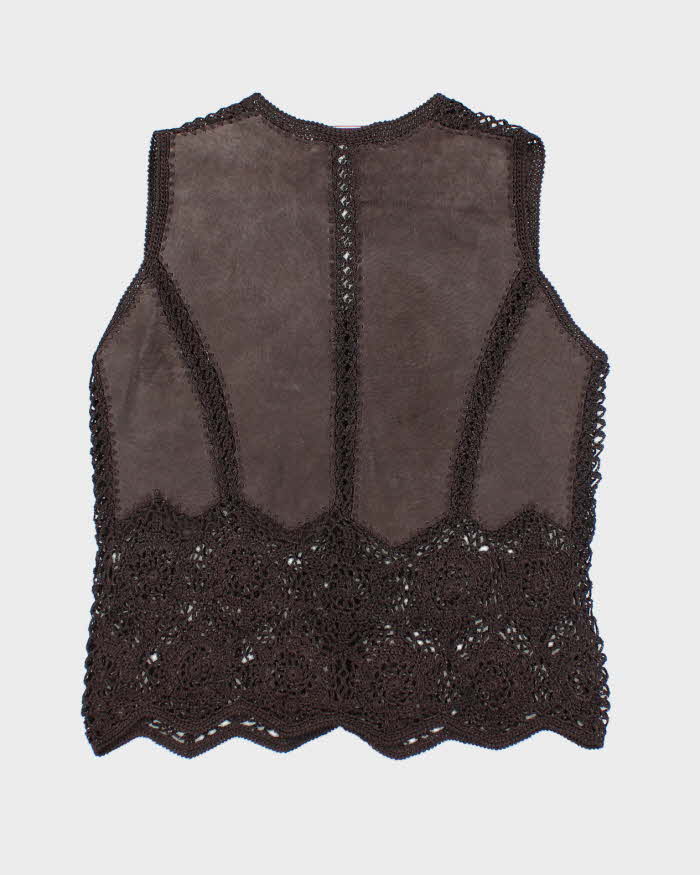 Vintage Feelings Crochet Suede Patchwork Waistcoat - M