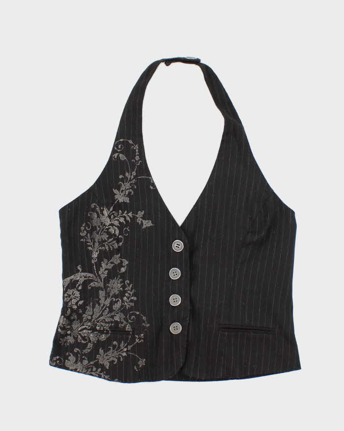 Vintage Y2k 00s Fang Waistcoat Halter Top - M