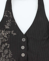 Vintage Y2k 00s Fang Waistcoat Halter Top - M