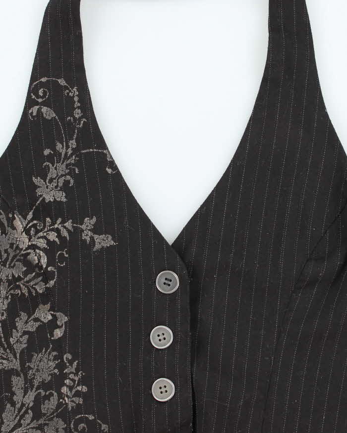 Vintage Y2k 00s Fang Waistcoat Halter Top - M