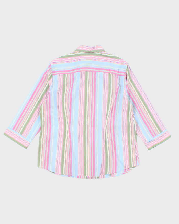 Vintage Outline Striped Button-Up Blouse - L