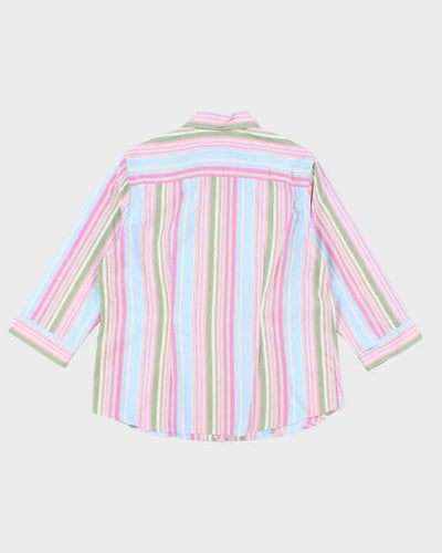 Vintage Outline Striped Button-Up Blouse - L