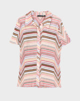 Vintage Y2k 00s Essentials By Milano Pleated Stripe Blouse - XL