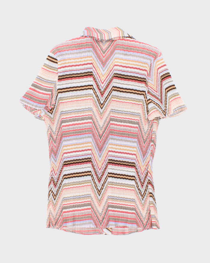 Vintage Y2k 00s Essentials By Milano Pleated Stripe Blouse - XL