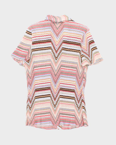 Vintage Y2k 00s Essentials By Milano Pleated Stripe Blouse - XL