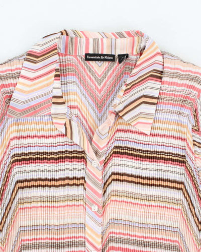 Vintage Y2k 00s Essentials By Milano Pleated Stripe Blouse - XL