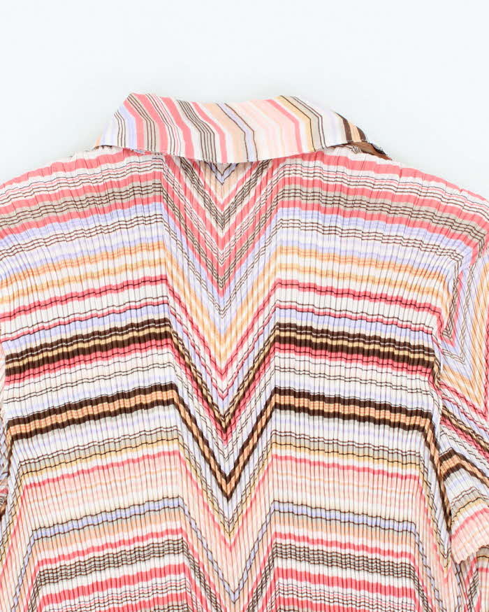 Vintage Y2k 00s Essentials By Milano Pleated Stripe Blouse - XL