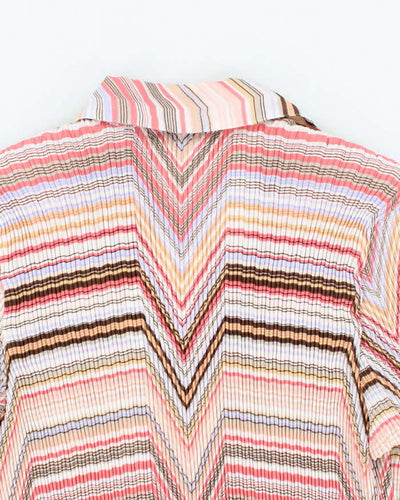 Vintage Y2k 00s Essentials By Milano Pleated Stripe Blouse - XL